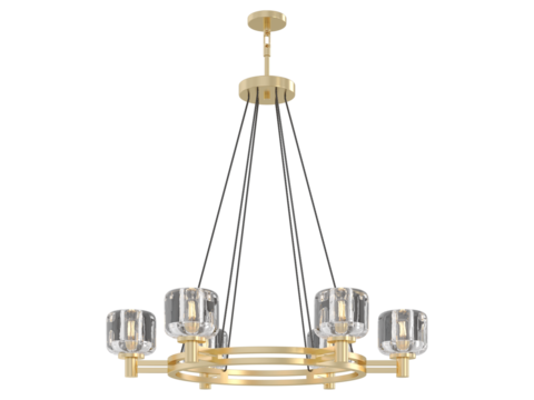 RH DEMARET Round Chandelier - Elegant Lighting Fixture Against Black Background