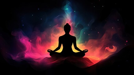 A person is doing medication with tranquil peaceful settings.