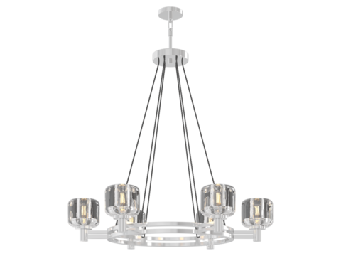 RH DEMARET Round Chandelier - Elegant Lighting Fixture Against Black Background