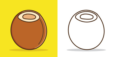 a simple coconut Illustration for design element or coloring book element