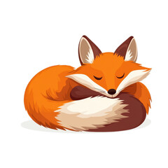 Obraz premium Cute and Cozy Cartoon Fox Sleeping in a Peaceful Position