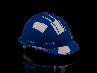 Fototapeta premium high contrast image of blue safety helmet on reflective surface