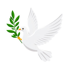 Fototapeta premium White Dove with Olive Branch Symbolizing Peace and Hope