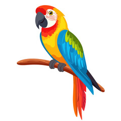Obraz premium Colorful Parrot Sitting on a Branch with Vibrant Feathers
