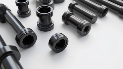 Fototapeta premium Black Industrial Parts: Precision Engineering Components