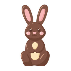 Obraz premium Cute Brown Bunny Cartoon Character Sitting with Big Ears and Eyes