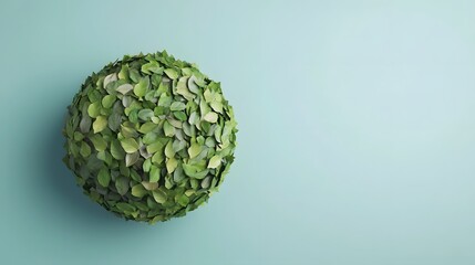 Fototapeta premium Conceptual 3D of a globe made of green leaves symbolizing environmental care and stewardship