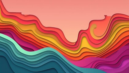 Vibrant 3D Abstract Art Colourful Paper Cut Shapes Carving on a Textured Background, Embracing a Modern and Creative Aesthetic Ideal for Graphic Design and Art Appreciation.