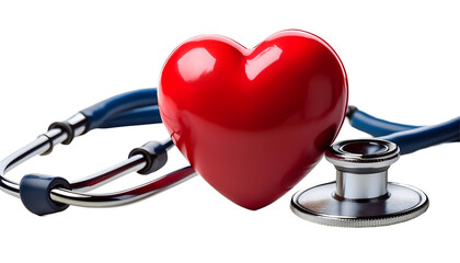 stethoscope and heart isolated on Transparent Background.