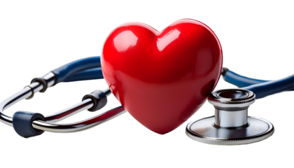 stethoscope and heart isolated on Transparent Background.