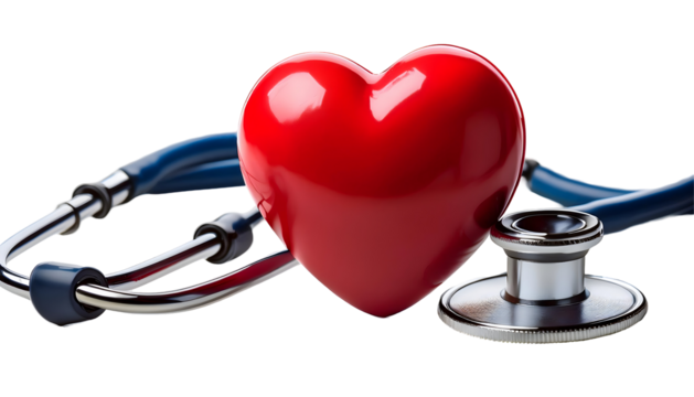 stethoscope and heart isolated on Transparent Background.
