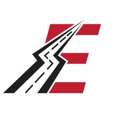 Initial Road Logo Design On Letter E For Transportation and freight Symbol Vector