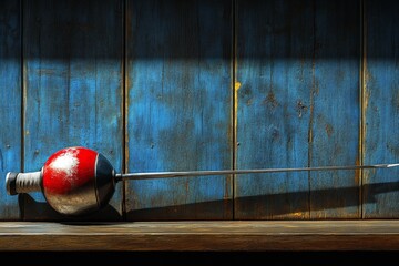Elegant Fencing Equipment Display Featuring Masks, Jackets, and Foil or Epee Weapons for Competitive Sport