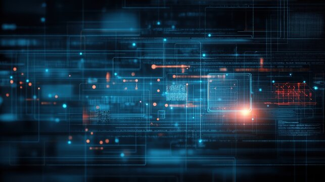 Digital background perfect for tech processes, neural networks, artificial intelligence, data transfer and security, ai generated background for digital storage, multimedia presentations