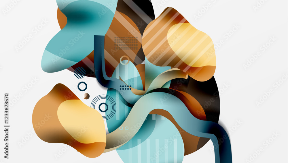 Poster abstract background - lines circles and liquid shapes
