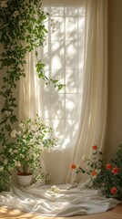 Sunlit Serenity: A Botanical Window Scene