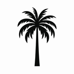 Obraz premium Palm Tree Silhouette in black on a white background