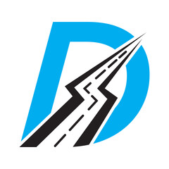 Initial Road Logo Design On Letter D For Transportation and freight Symbol Vector