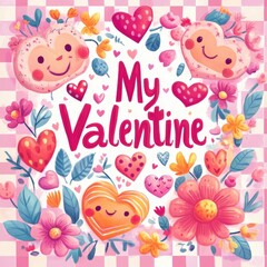 Happy Valentine’s Day greeting card with text.