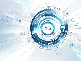 Obraz premium 5g, future, digital , circle, ui abstract background, white color, white color