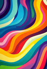 Obraz premium A vibrant artwork featuring layered, wavy lines in blue flowing shapes and vibrant colors, creating a visually appealing design with a sense of movement and energy