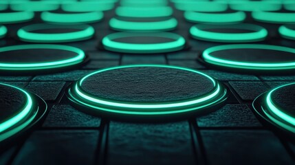 Illuminated Circular Patterns on Dark Surface