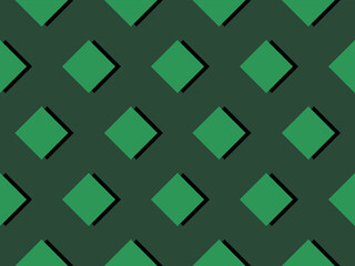 Green Seamless Geometric Pattern with Square and Diamond Shapes for Wallpaper or Fabric Design