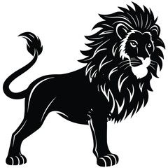 Powerful Black and White Lion Silhouette
