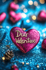 Obraz premium Valentine’s Day greeting card with text and hearts.