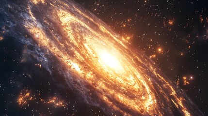 Fototapeta premium Stunning Spiral Galaxy with Bright Core and Colorful Nebulae