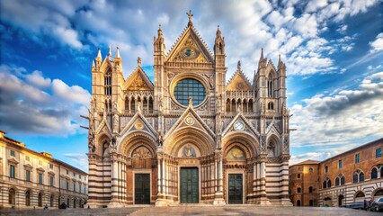 Fototapeta premium Gothic architecture, Siena Cathedral, Italy, church facade, stone columns, ornate details