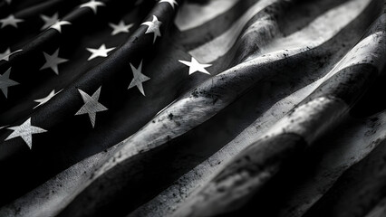 American Flag Contrast Study Monochrome Majesty: B&W Flag Texture Art