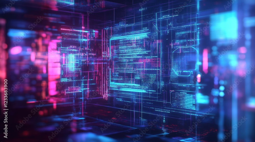 Aufkleber Digital background perfect for tech processes, neural networks, artificial intelligence, data transfer and security, ai generated background for digital storage, multimedia presentations