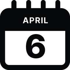 April 6 calendar icon design vector illustration