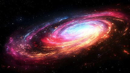 Fototapeta premium Vibrant Spiral Galaxy in Deep Space with Colorful Cosmic Effects