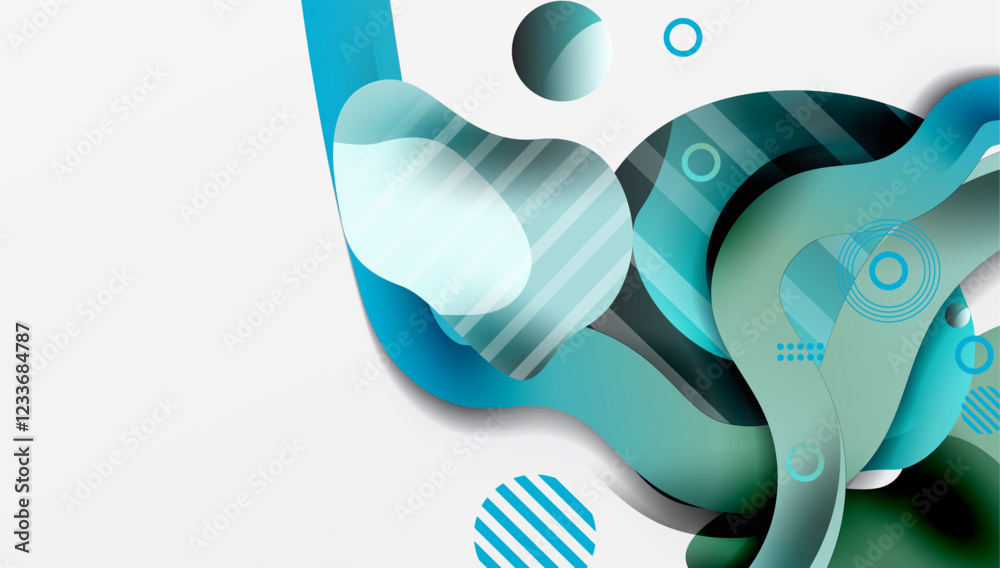 Poster abstract liquid shapes and lines background