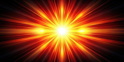 Obraz premium Asymmetric red light burst on black background with vibrant orange and yellow hues, abstract, dark, abstract