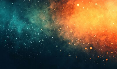 Naklejka premium Cosmic Nebula, Teal and Orange Hues 