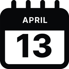 April 13 calendar icon design vector illustration
