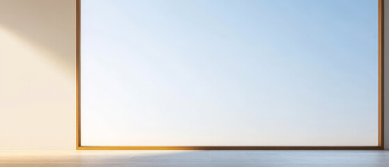 Modern interior featuring a large window with natural light filtering through in a minimalist space