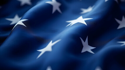 American Flag Abstract Focus Asymmetrical Star in Textured Blue Void