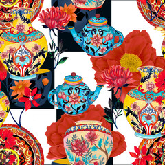 Beautiful seamless pattern with vintage floral background.