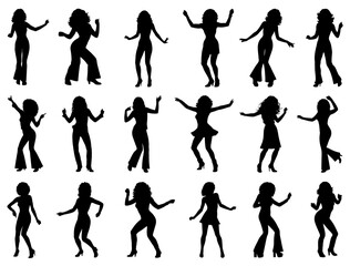 DISCO GIRLS SILHOUETTE ON WHITE BACKGROUND