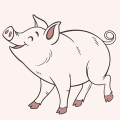 Fototapeta premium a happy pig walking, isolated white