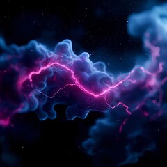 Obraz premium Abstract Cosmic Nebula with Glowing Pink and Blue Energy