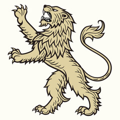 Fototapeta premium attacking aggressive lion isolated white backdrop