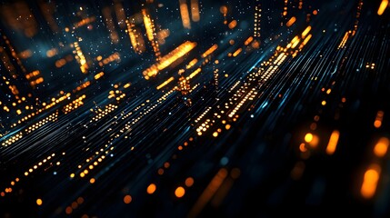 Abstract Digital Network Background with Glowing Particles