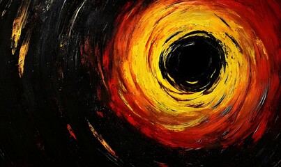 Abstract swirling fiery vortex painting, cosmic background, art