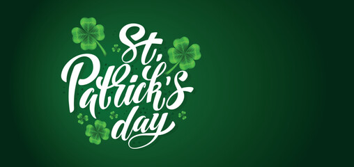 Happy Saint Patrick's day handwritten lettering typography. Hand drawn design elements. Logos and emblems for invitation, card. Vector illustration.