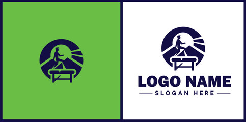 Physical Therapy icon Physiotherapy Rehab therapy Kinesiotherapy flat logo sign symbol editable vector
